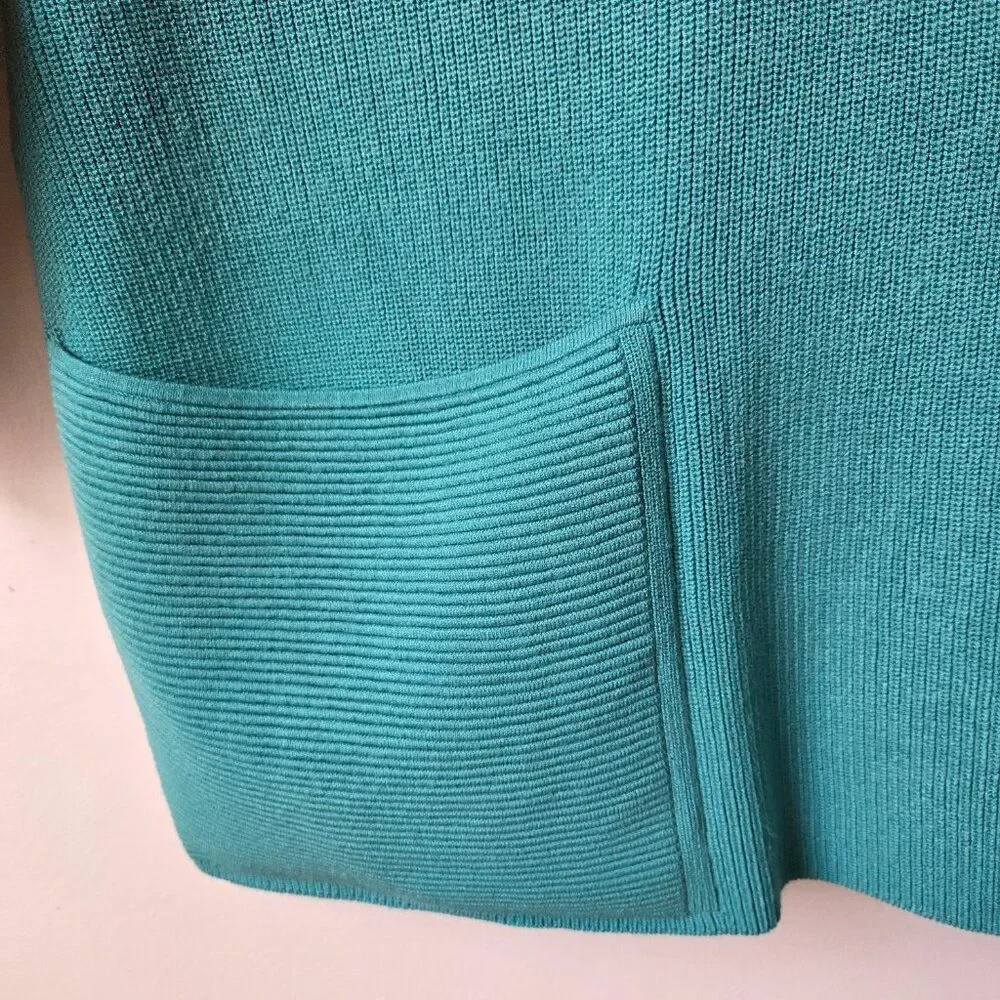 EUC DESIGNER LAFAYETTE 148 TEAL BOATNECK BOXY RELAXED SWEATER TOP SIZE M